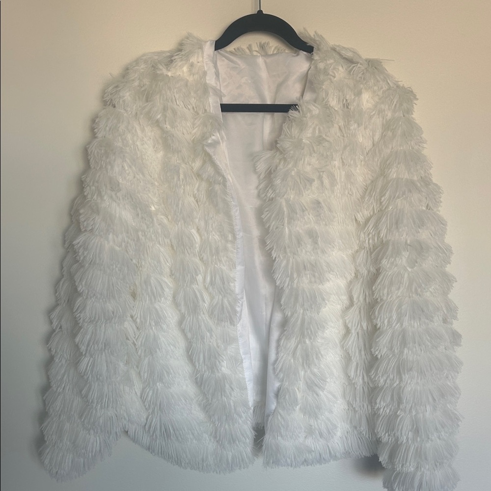 Elegant White Faux Fur Jacket